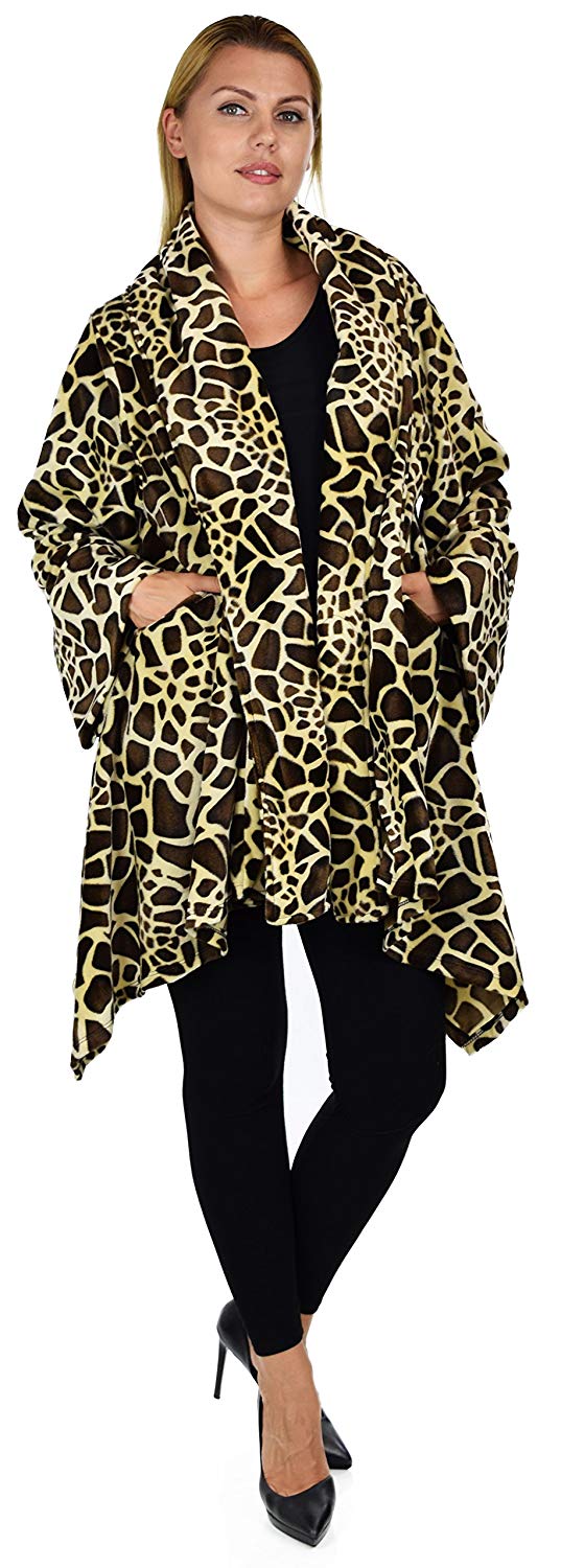 Dare2bStylish Women Plus Size Cover Up Duster Jacket, Animal Prints Velvet Jacket coat