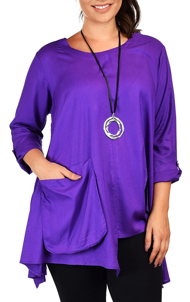 Artsy Tunic, Lagenlook Tunic,  Asymmetrical Tunic, Plus size clothing , Plus size tunic, Tunic with 3 Pockets . Size L/XL- 1XL/2XL- 3XL/4XL