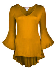 Women Plus Size High Low Bell Sleeve Gothic Blouse Tunic Top