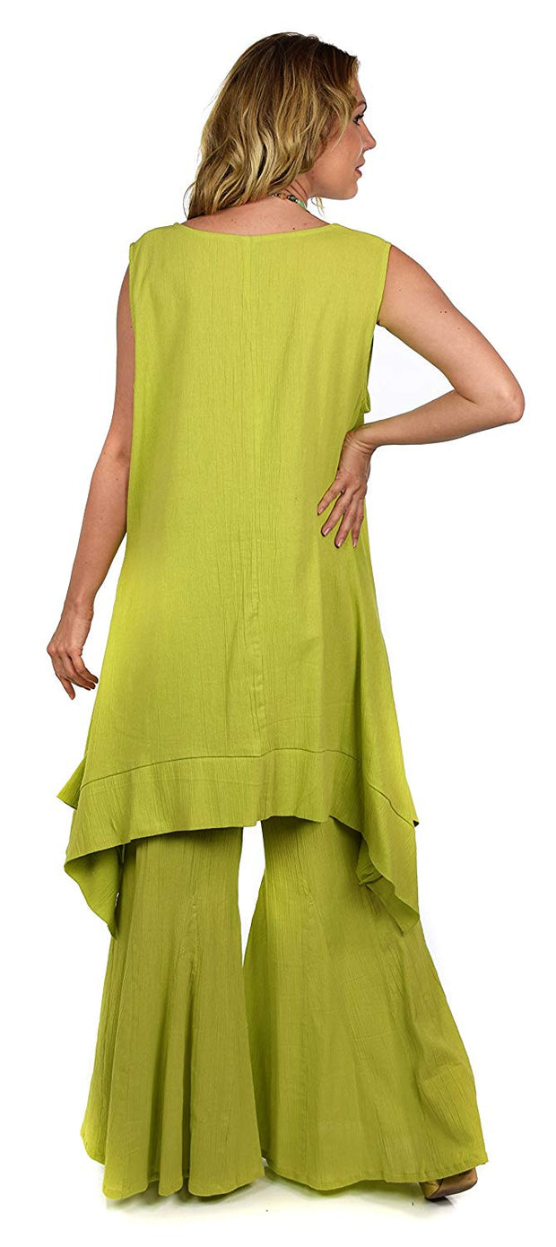 Dare2bStylish Women 2 Piece Summer Top & Flared Pants Set Outfit in Plus Sizes