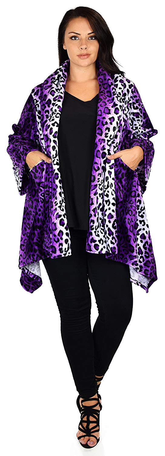 Dare2bStylish Women Plus Size Cover Up Duster Jacket, Animal Prints Velvet Jacket coat