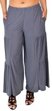 Plus Size Loose Fitting Tiered Boho Wide Leg Palazzo Pants