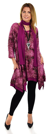 BoHo Artsy Lagenlook Comfortable Tunic Top with Matching Scarf Shawl