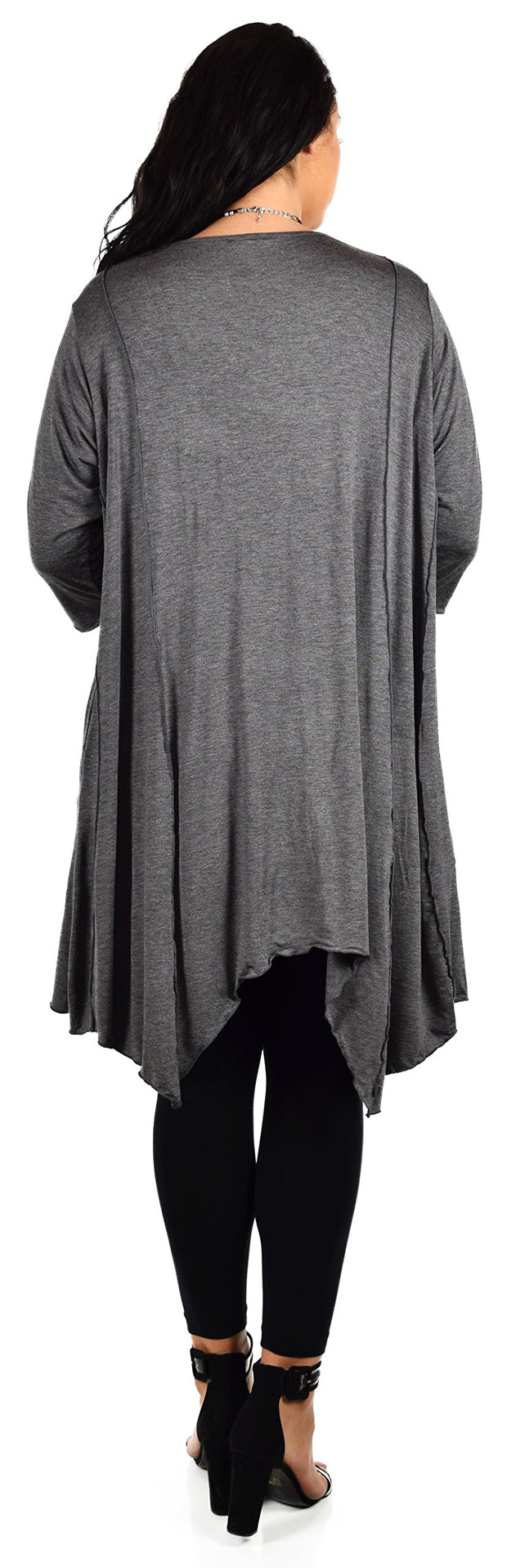 Plus Size Asymmetrical Fishtail Tunic Top w/Side Pockets