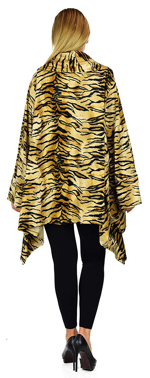 Dare2bStylish Women Plus Size Cover Up Duster Jacket, Animal Prints Velvet Jacket coat