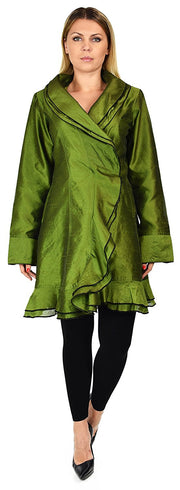 Collared Poly Dupioni Silk Blazer Jacket | Regular & Plus Sizes