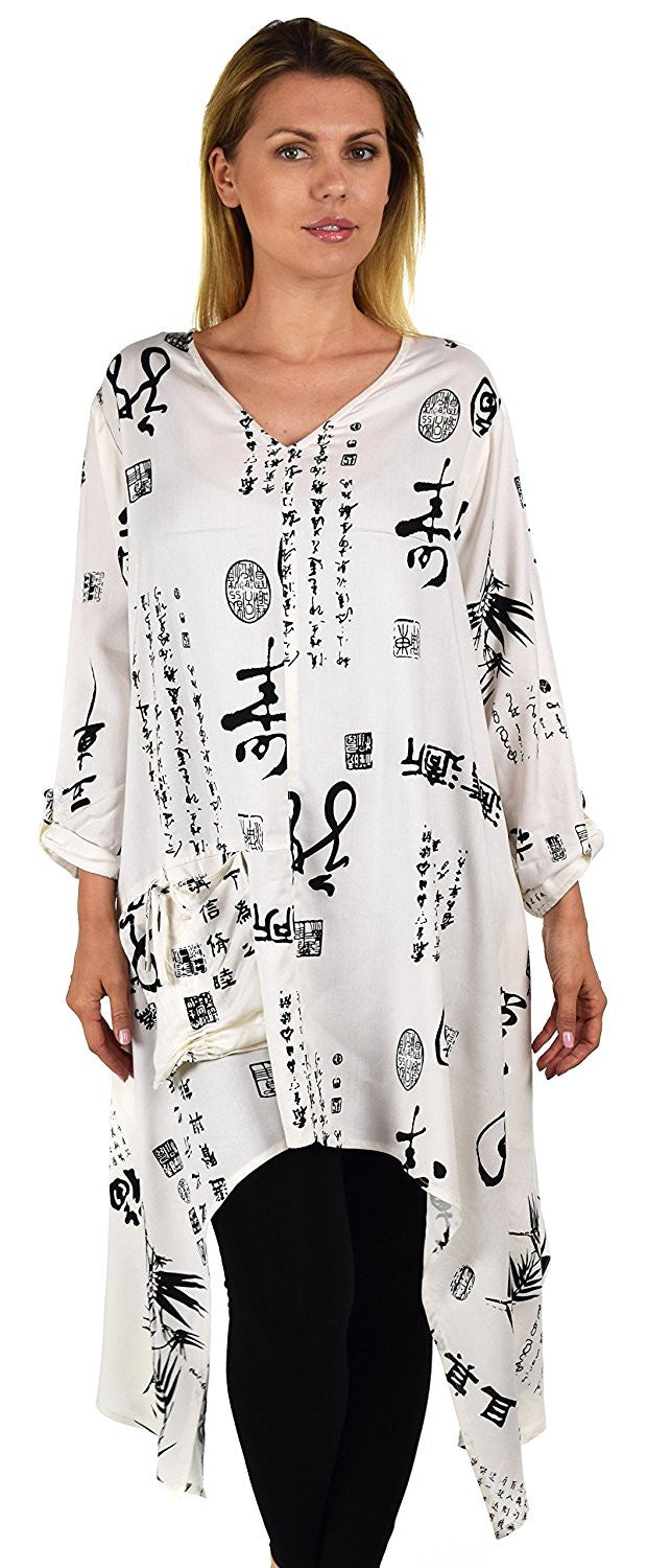 Asymmetrical Swing Tunic, Japanese print Tunic Dress, Women Tunic, Asymmetrical tunic in Plus Sizes