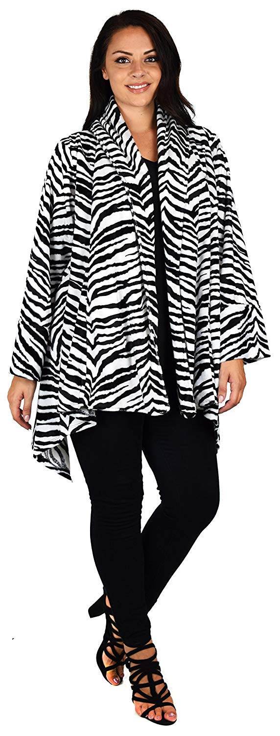 Dare2bStylish Women Plus Size Cover Up Duster Jacket, Animal Prints Velvet Jacket coat