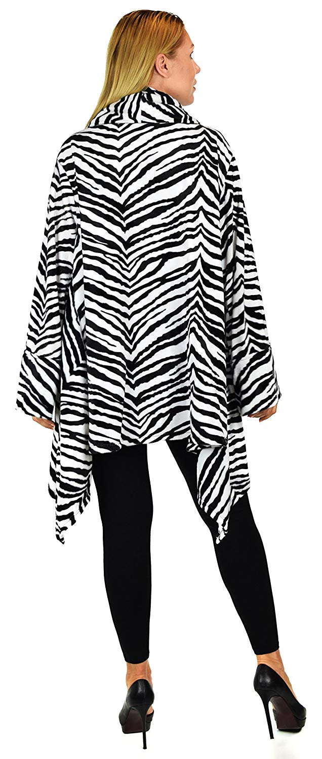 Dare2bStylish Women Plus Size Cover Up Duster Jacket, Animal Prints Velvet Jacket coat