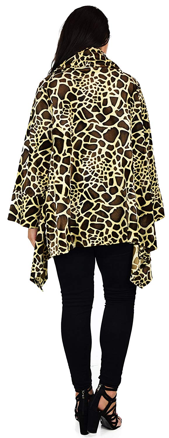 Dare2bStylish Women Plus Size Cover Up Duster Jacket, Animal Prints Velvet Jacket coat