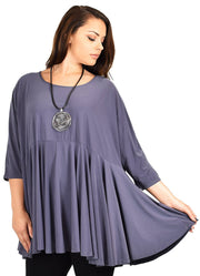 Oversize Plus Size Circle Bottom Flare Swing Tunic Dress Top