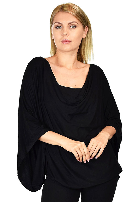 Plus Size Summer Tunic Blouse Top | Poncho Style Cover Up