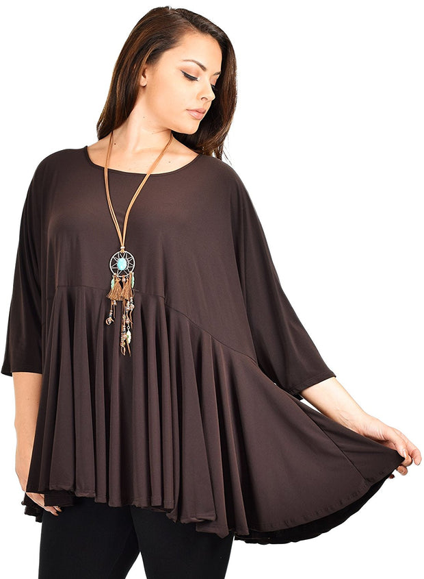 Oversize Plus Size Circle Bottom Flare Swing Tunic Dress Top