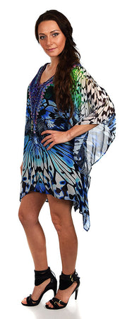 Digital Print Caftan, Embellished Caftan, Beach wear Tunic, V Neck / Cover Up, Women Caftan, Summer Caftan,