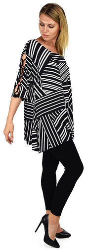 Abstract Print Tunic , Women Tunic, Tunic  Top w/ Cut Out Sleeves