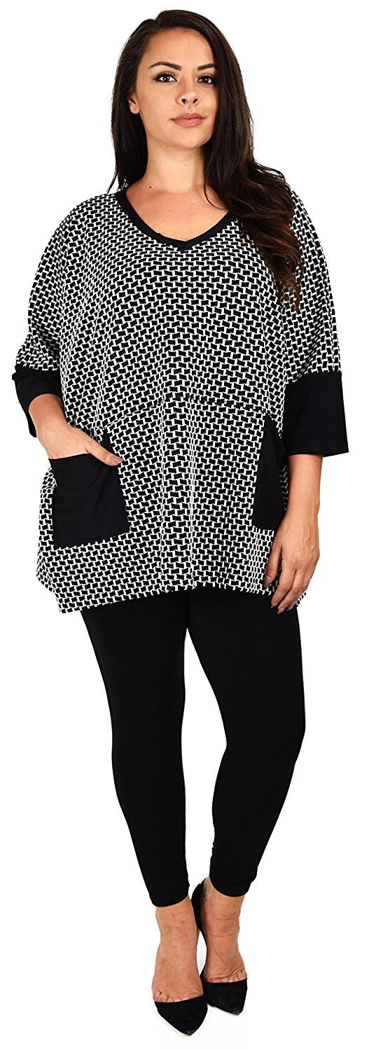 Loose Fitting Blouse, Oversized Blouse, Plus size tunic with V neck, Lagenlook Tunic, OSFA 1XL/2XL/3XL/4XL