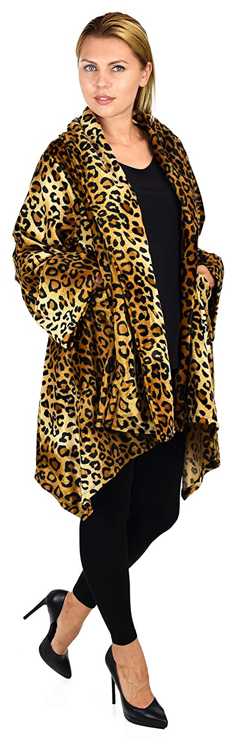 Dare2bStylish Women Plus Size Cover Up Duster Jacket, Animal Prints Velvet Jacket coat