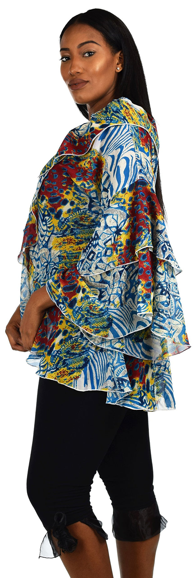 Plus Size Boho Flounce Blouse Swing Top Cover Up Dress Shirt