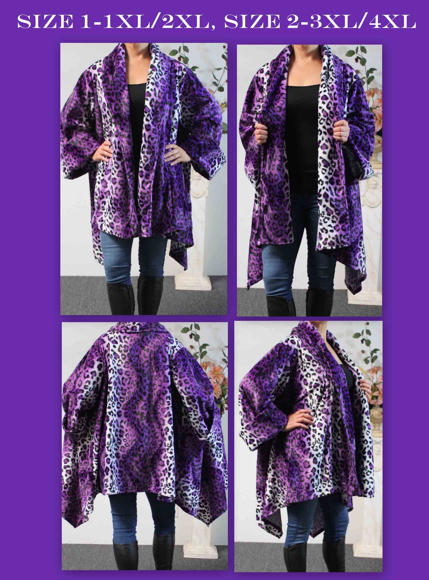 Dare2bStylish Women Plus Size Cover Up Duster Jacket, Animal Prints Velvet Jacket coat