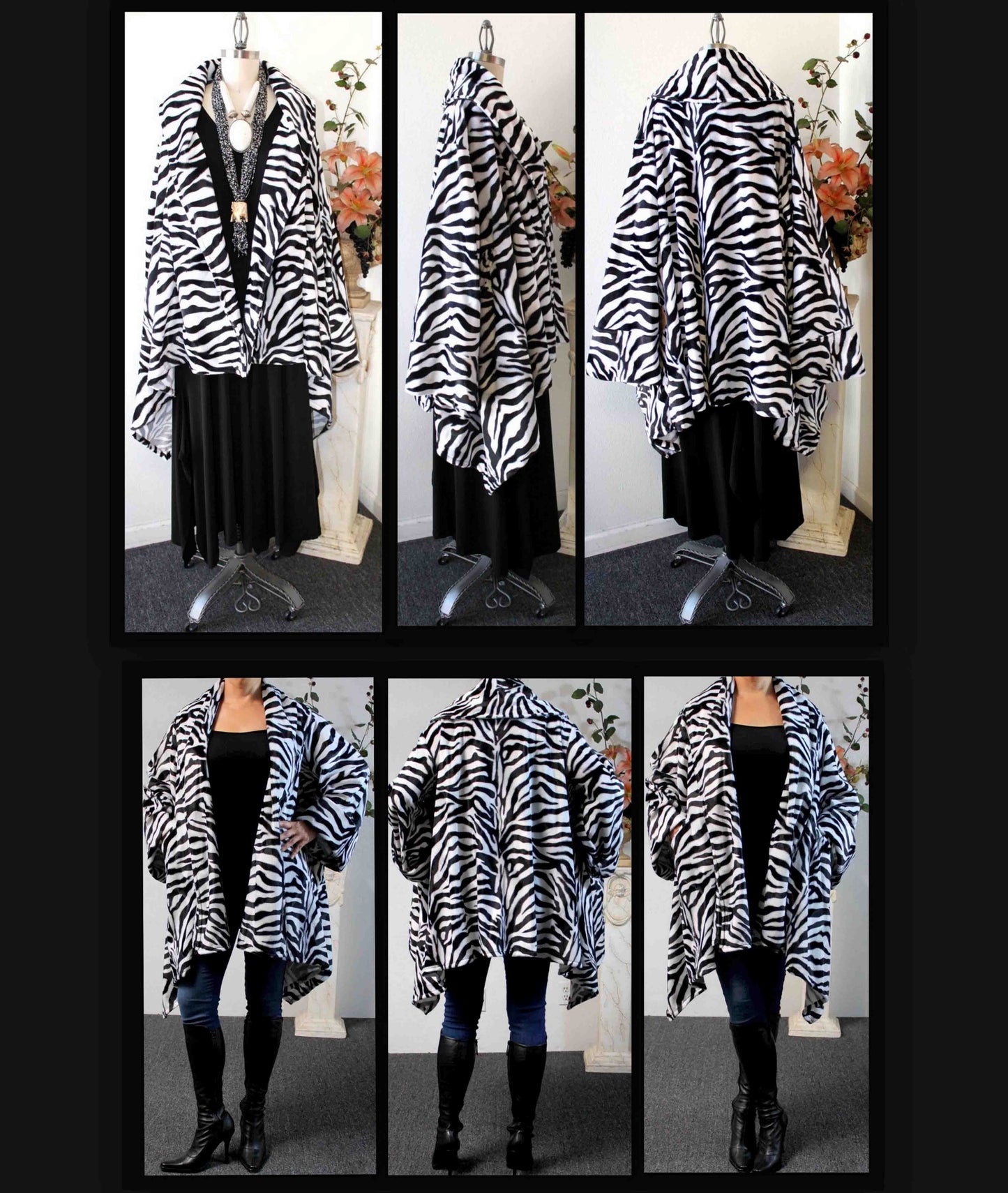 Dare2bStylish Women Plus Size Cover Up Duster Jacket, Animal Prints Velvet Jacket coat