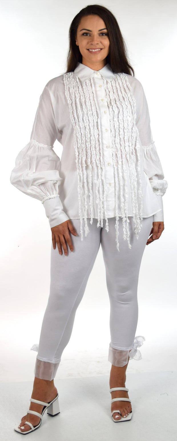 Organic Cotton Frill shirt, White Cotton Women Blouse, Plus size Blouse, Designer Cotton Blouse,  High end  White Cotton Blouse, Women Cotton blouse