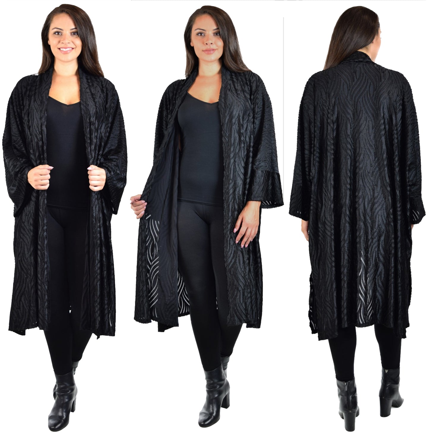 Dare2bStylish Women Plus Size Loose Fitting Poly Silk Designer Cover Up Duster Jacket