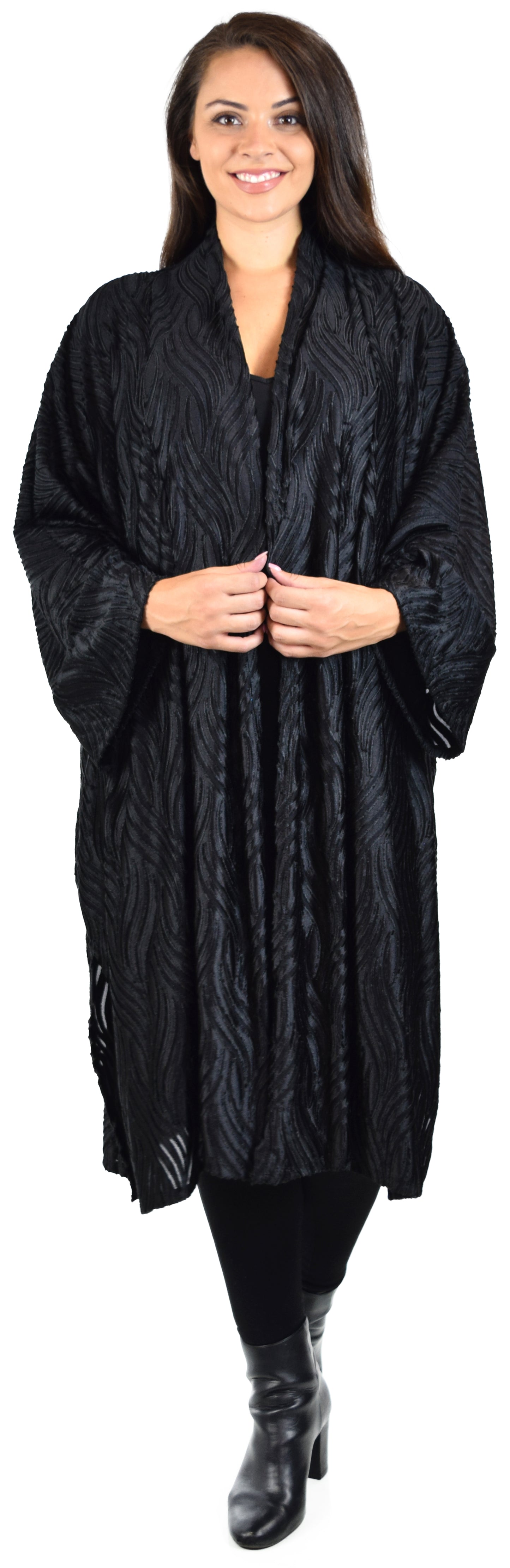 Dare2bStylish Women Plus Size Loose Fitting Poly Silk Designer Cover Up Duster Jacket