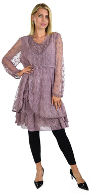 Vintage Look Lace Tunic, Women Plus Size Tunic, 2 layeres Loose Fitting Lace Embroidered Tunic Blouse Top