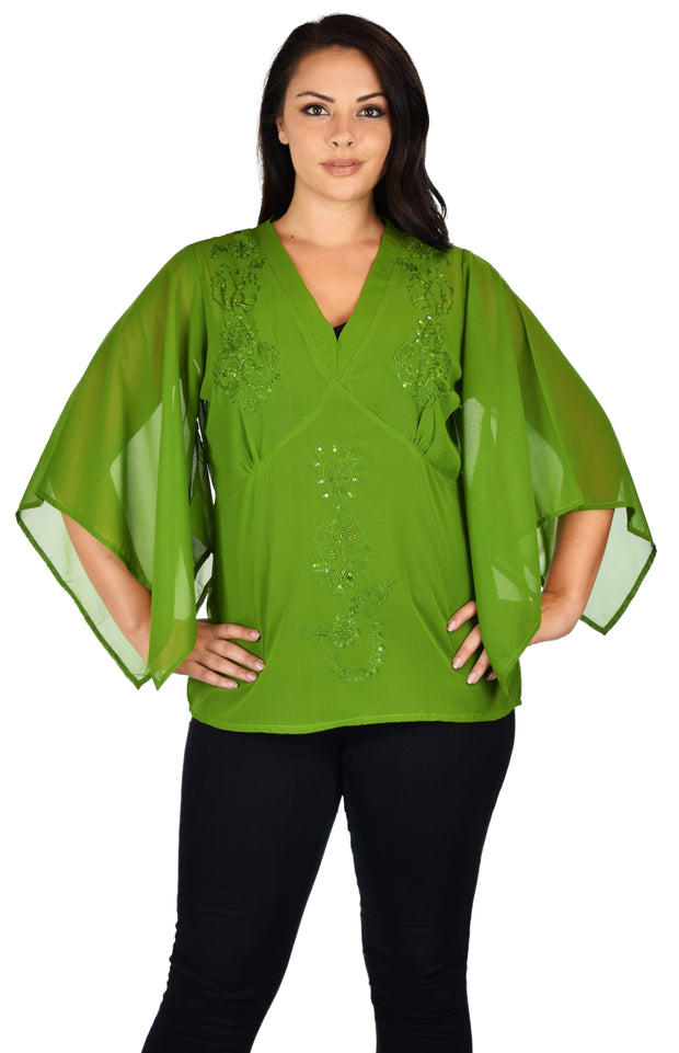 Comfyplus  Georgette Designer Embroidery Sequin Work Plus n Regular Size designer tunic