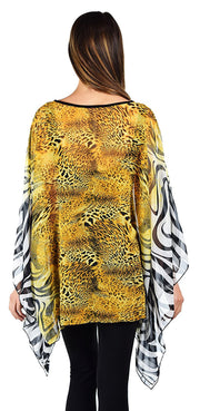 Digital print Poncho, Chiffon Caftan, Summer Chiffon Poncho,  Beach Cover Up,  Caftan Tunic, Prited animal print Caftan