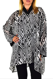 ComfyPlus, Plus Size Shirt, Oversize Shirt, Chiffon Shirt, Plus Size top, Designer Shirt, Zebra Print, Big Shirt,Plus size clothing