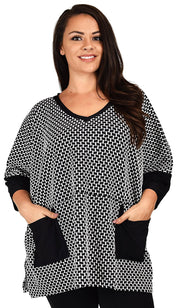 Plus Size Oversized V Neck Shirt Blouse Top With Front Pockets