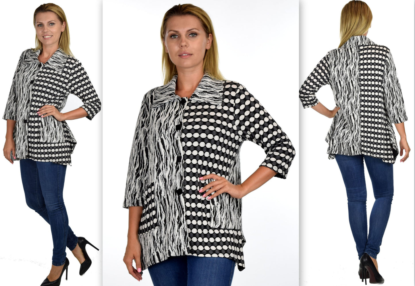 Made in USA, Classy and Artsy Designer Blouse, Jacket. Small to 3XL. Limited Quantity Only