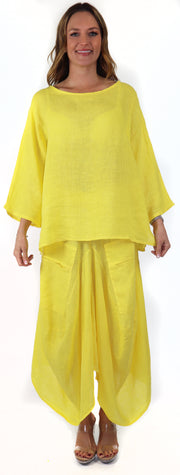 Linen Boho Breathable 2 Piece Pure Washed European Skirt and Top Set, Made in Italy Active