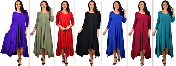 Designer Dress, Quirky Dress, Hi Low Dress, Plus size clothing, Flared Dress, Lagenlook Dress,Plus size Olive Dress, Olive Maxi Dress