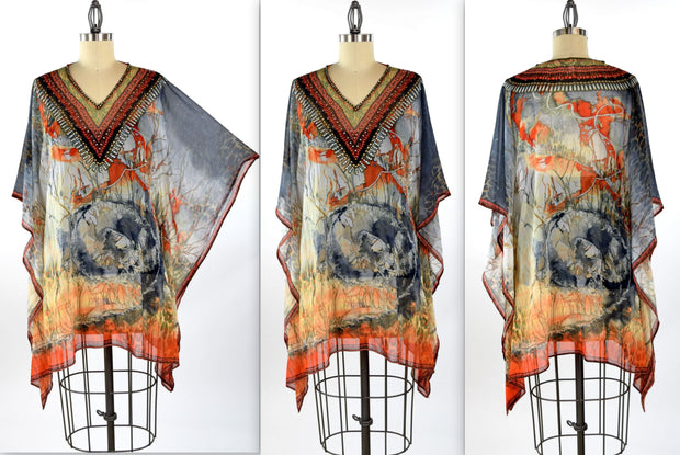 Embellished Kaftan,  Artsy Caftan, Gorgeous and Sensational Beaded Kaftan,  Chiffon Caftan,Plus Size Caftan Fits 1XL/2XL /3XL