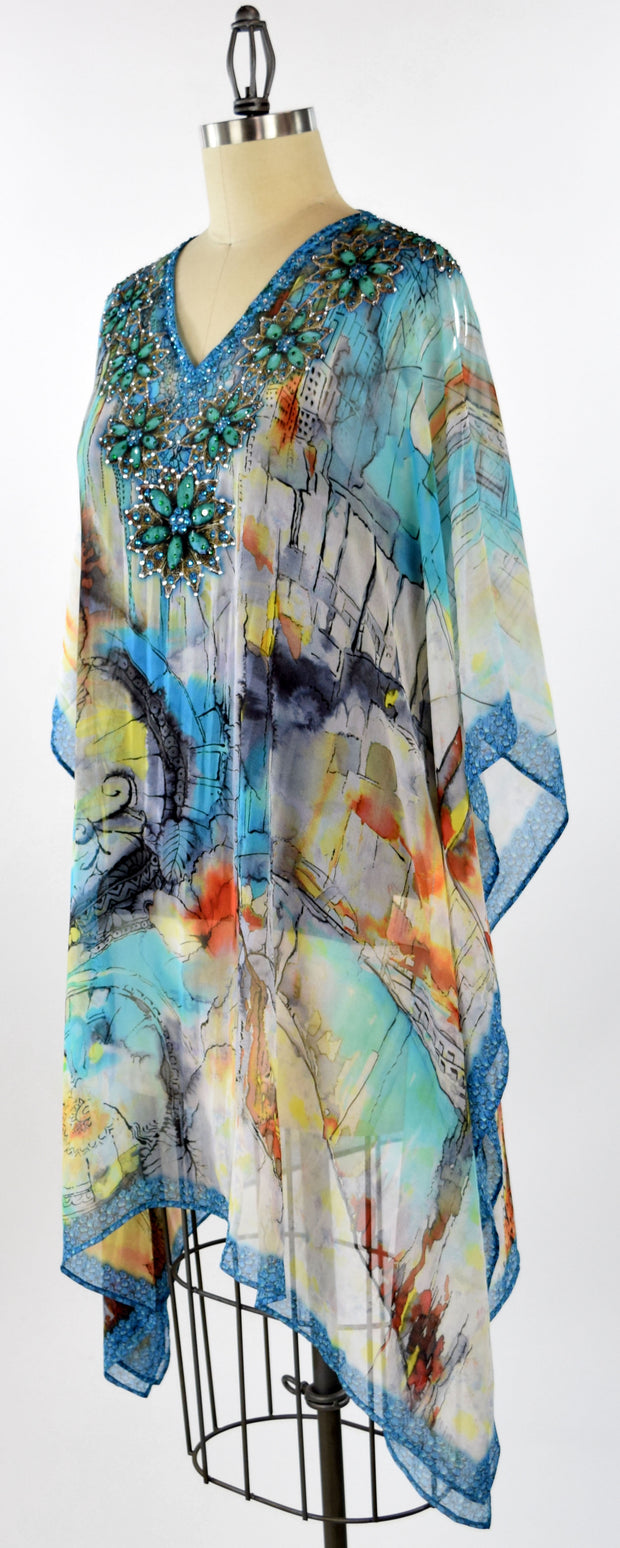 Embellished Kaftan,  Artsy Caftan, Gorgeous and Sensational Beaded Kaftan,  Chiffon Caftan,Plus Size Caftan Fits 1XL/2XL /3XL