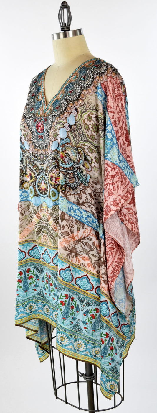 Embellished Kaftan,  Artsy Caftan, Gorgeous and Sensational Beaded Kaftan,  Poly Silk Caftan,Plus Size Caftan Fits 1XL/2XL /3XL