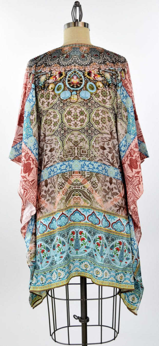 Copy of Embellished Kaftan,  Artsy Caftan, Gorgeous and Sensational Beaded Kaftan,  Poly Silk Caftan,Plus Size Caftan Fits 1XL/2XL /3XL