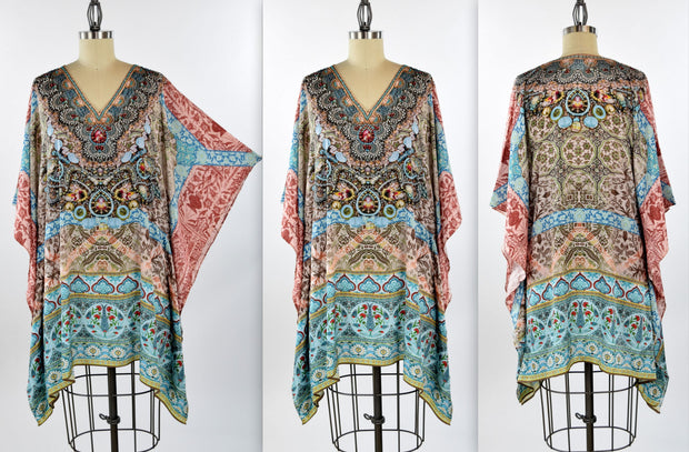 Copy of Embellished Kaftan,  Artsy Caftan, Gorgeous and Sensational Beaded Kaftan,  Poly Silk Caftan,Plus Size Caftan Fits 1XL/2XL /3XL