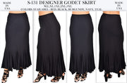 Flamenco Skirt, Godet Skirt, Black Skirt, Flared Bottom Skirt, Long Skirt, Dance Skirt, Slenderizing Plus size Skirt, S,M,L,XL 1XL,2XL,3XL