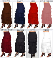 Boho Waterfall Tiered Layered Maxi Skirt | Reg & Plus Sizes
