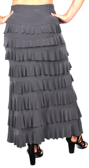 Dare2bStylish Women Waterfall 8 Tiered Boho Layered Maxi Skirt | Reg & Plus Sizes