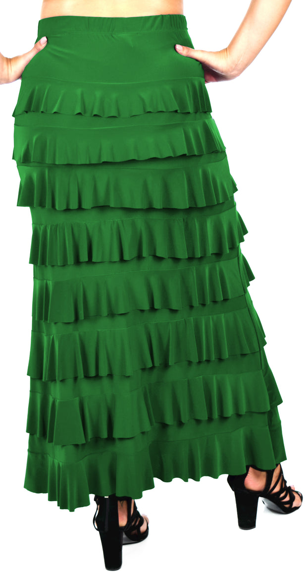 Dare2bStylish Women Waterfall 8 Tiered Boho Layered Maxi Skirt | Reg & Plus Sizes