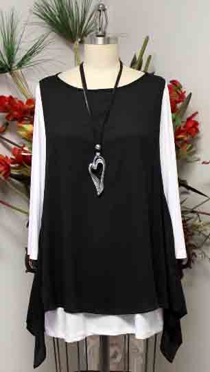 New 2 Tone Artsy Tunic, Black and White Tunic, Plus Size Tunic, M to 3XL