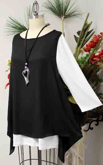 New 2 Tone Artsy Tunic, Black and White Tunic, Plus Size Tunic, M to 3XL