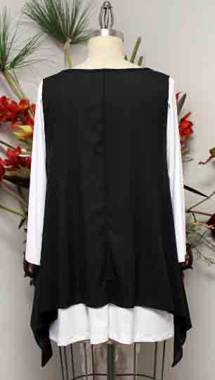 New 2 Tone Artsy Tunic, Black and White Tunic, Plus Size Tunic, M to 3XL